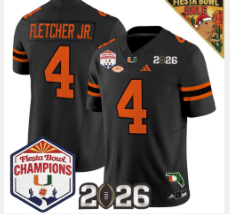 Men 2026 Miami Hurricanes #4 Fletcher jr Black 3th generations Limited NCAA Jersey 0012